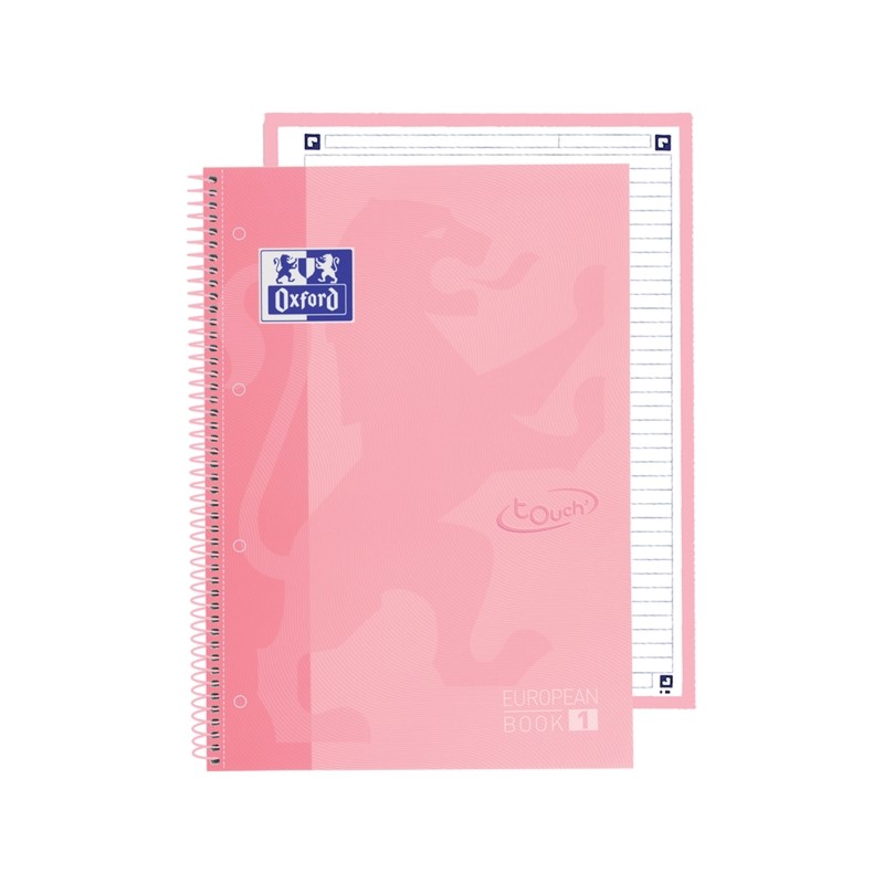 Oxford School Touch Europeanbook 1 Notebook A4+ 80 fogli microperforati 1 riga - Copertina rigida - Rosa