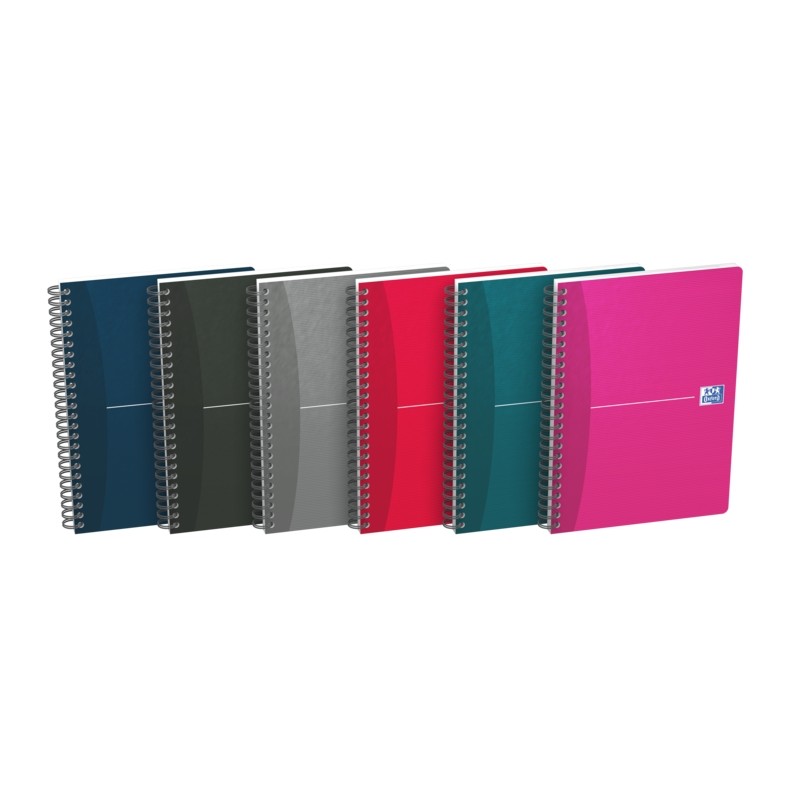 Oxford Office Essentials Taccuino a spirale A5 Copertina morbida - 90 fogli - Griglia 5x5 - Colori assortiti
