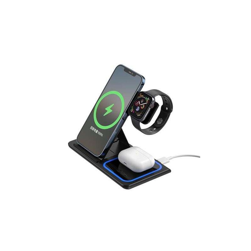 XO WX023 Stazione di ricarica wireless tripla da 15 W - Carica fino a 3 dispositivi contemporaneamente - Rilevamento aut
