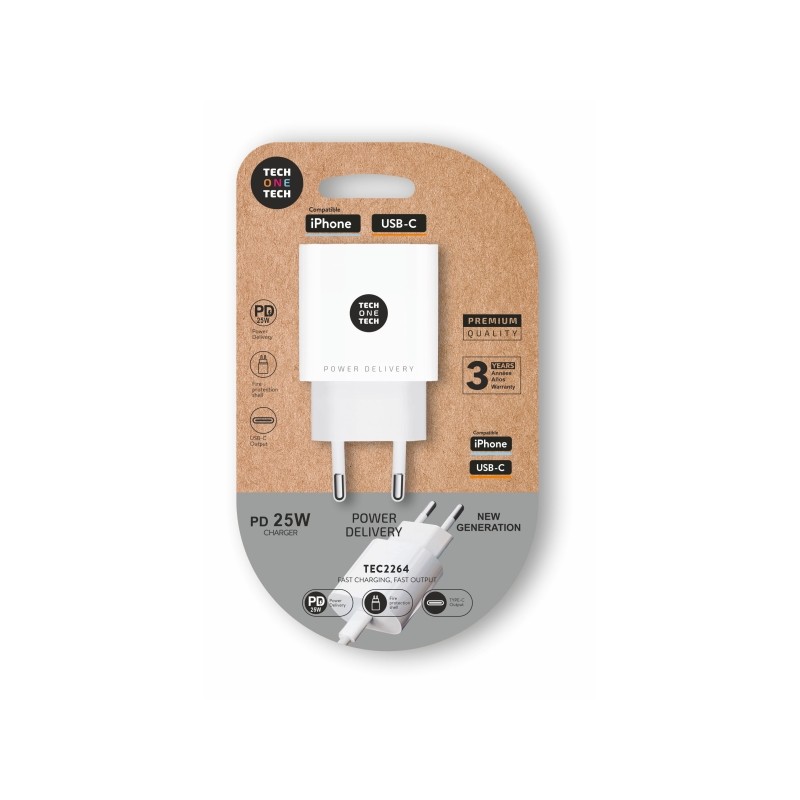 TechOneTech Caricatore da parete USB-C PD 3.0 25W - Ultra veloce