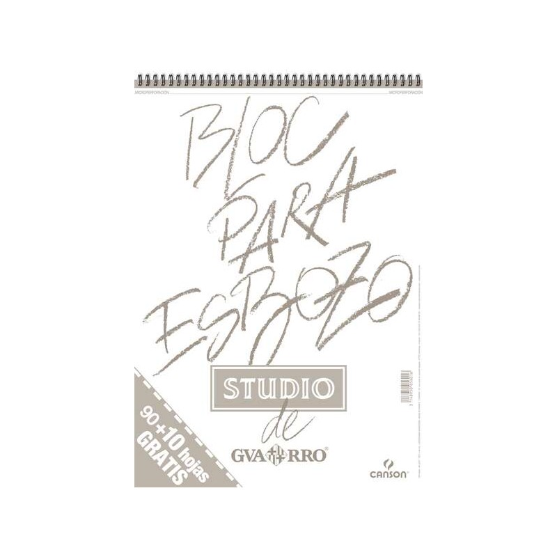 Canson Sketch Pad A3 90+10 Fogli liberi - Grana chiara 90gr - Formato album con spirale microperforata - Colore Bianco N