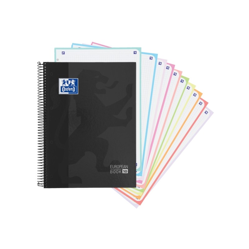 Oxford School Classic A4+ Quaderno europeo cartonato - 10 5x5 - 150 fogli - Colore nero
