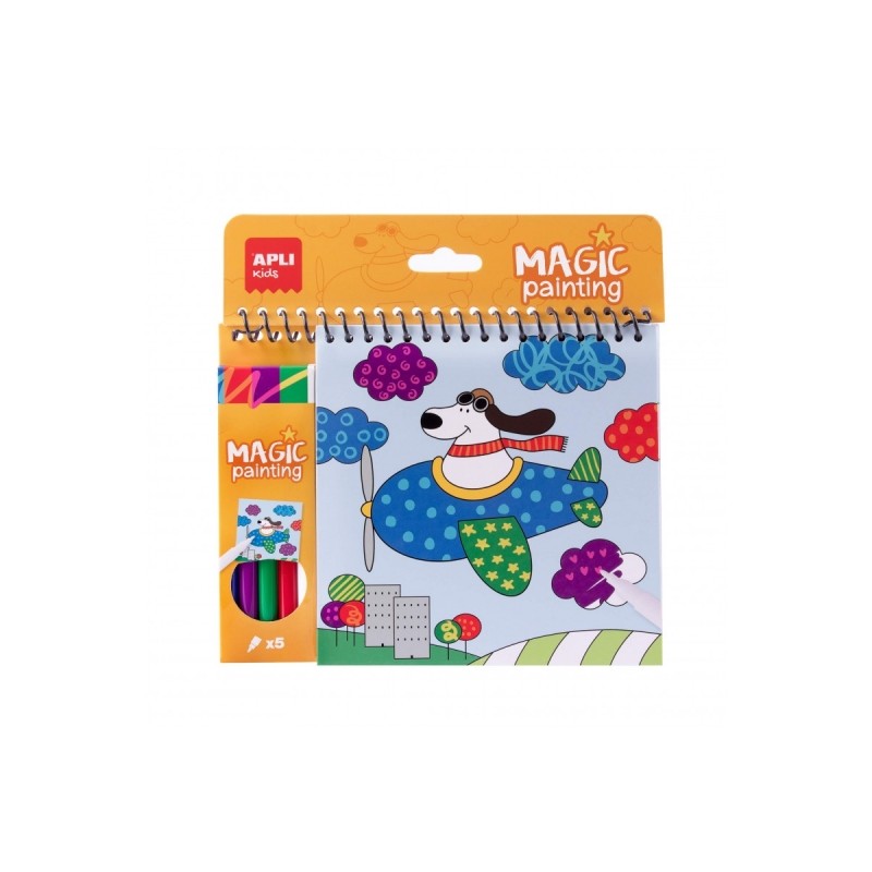Apli Spiral Wrap Colouring Pad - 24 pagine con 6 disegni di animali - Include 5 pennarelli - Stimola la concentrazione e