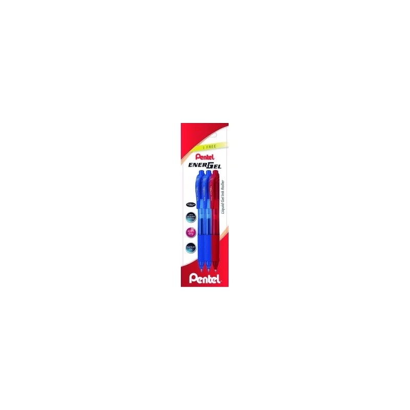 Pentel EnerGel X Confezione da 3 penne a sfera a inchiostro gel retraibile - Punta 0.7 mm - Tratto 0.35 mm - Ricaricabil