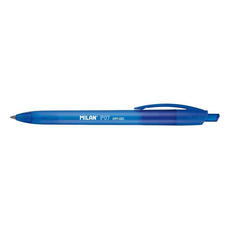 Milan P07 Penna gel retraibile a secco - Pennino 0.7 mm - Asciugatura rapida - Colore blu