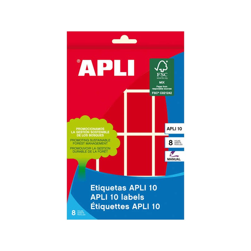 Etichette Apli 10 Rosso 25 x 40 mm 8 fogli