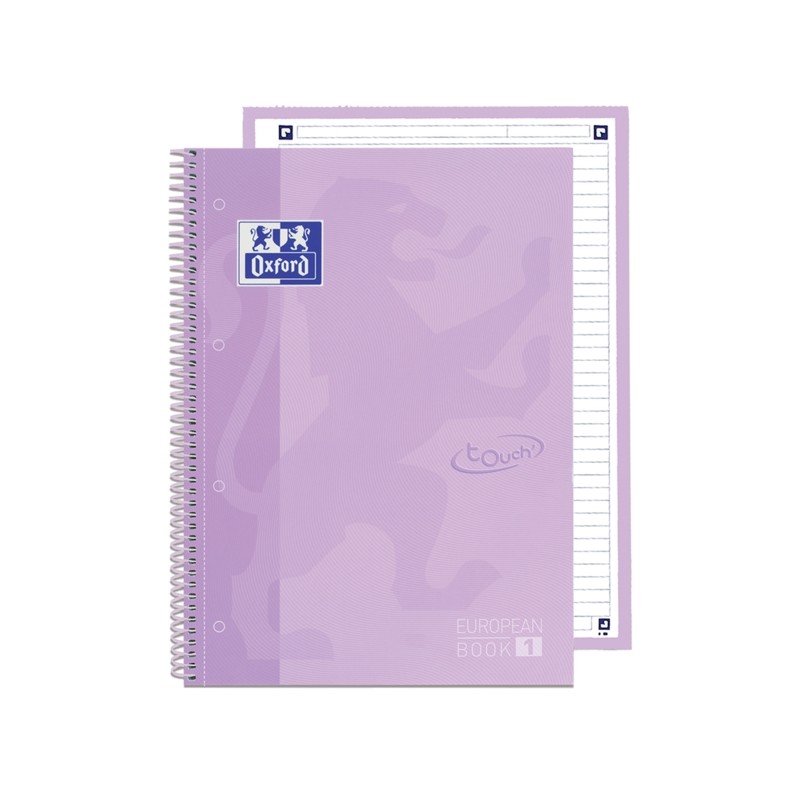 Oxford School Touch Europeanbook 1 Notebook A4+ 80 fogli microperforati - Malva - Menta - 1 riga - Copertina extra forte