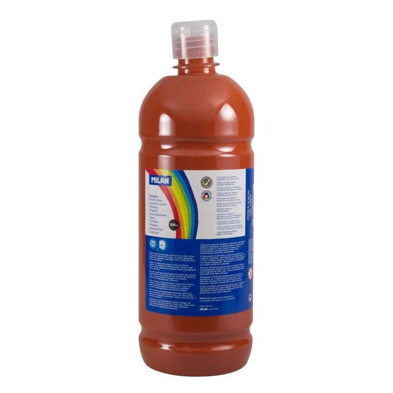 Bottiglia di tempera Milano 1000ml - Tappo dosatore - Asciugatura rapida - Miscelabile - Colore marrone