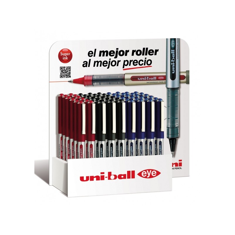 Uni-ball Eye Micro UB-150 Display di 54 penne a sfera a inchiostro liquido - Punta a sfera 0.5 mm - Inchiostro resistent