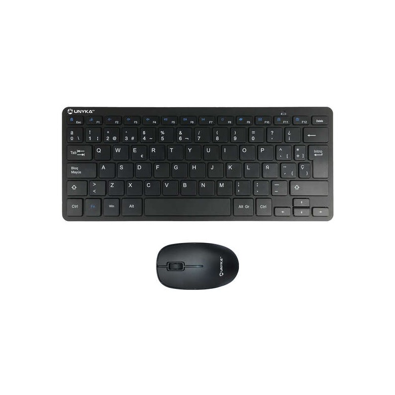 Unykach MK288 Pro Mini Keyboard Pack 79 tasti senza fili + mouse 1200ppp. senza fili. 3 pulsanti. ambidestro - Nero