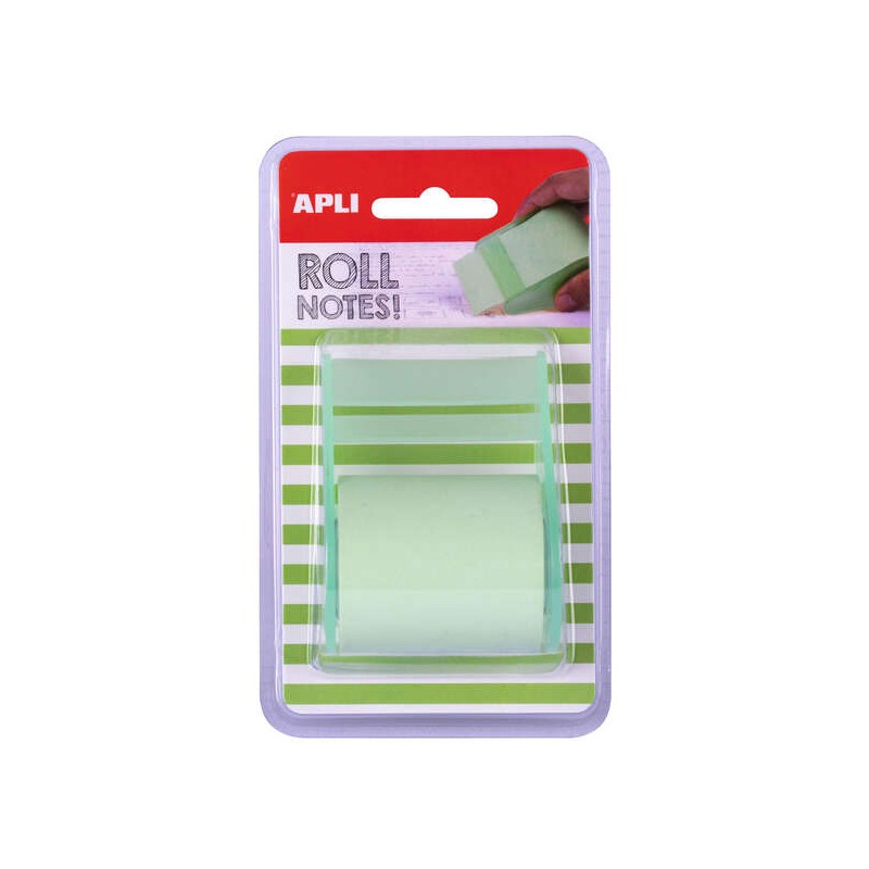 Rotolo dispenser per note adesive Apli 50 mm x 8 m - Facile da usare - Adesivo di qualità - Pratico e portatile - Verde