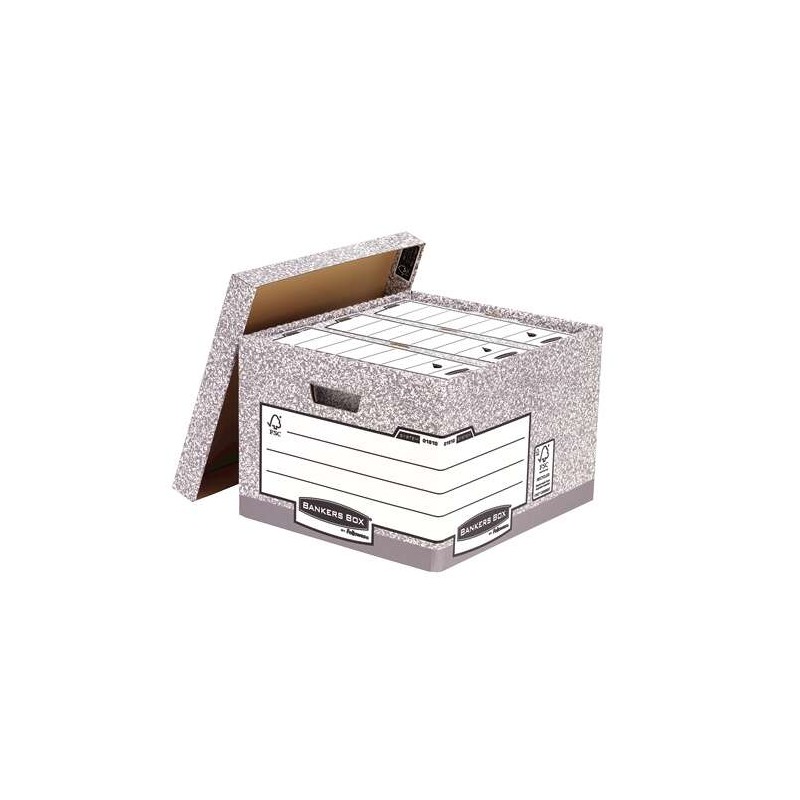 Fellowes Bankers Box Folio File Box - Montaggio automatico Fastfold - Cartone riciclato certificato FSC - Colore grigio