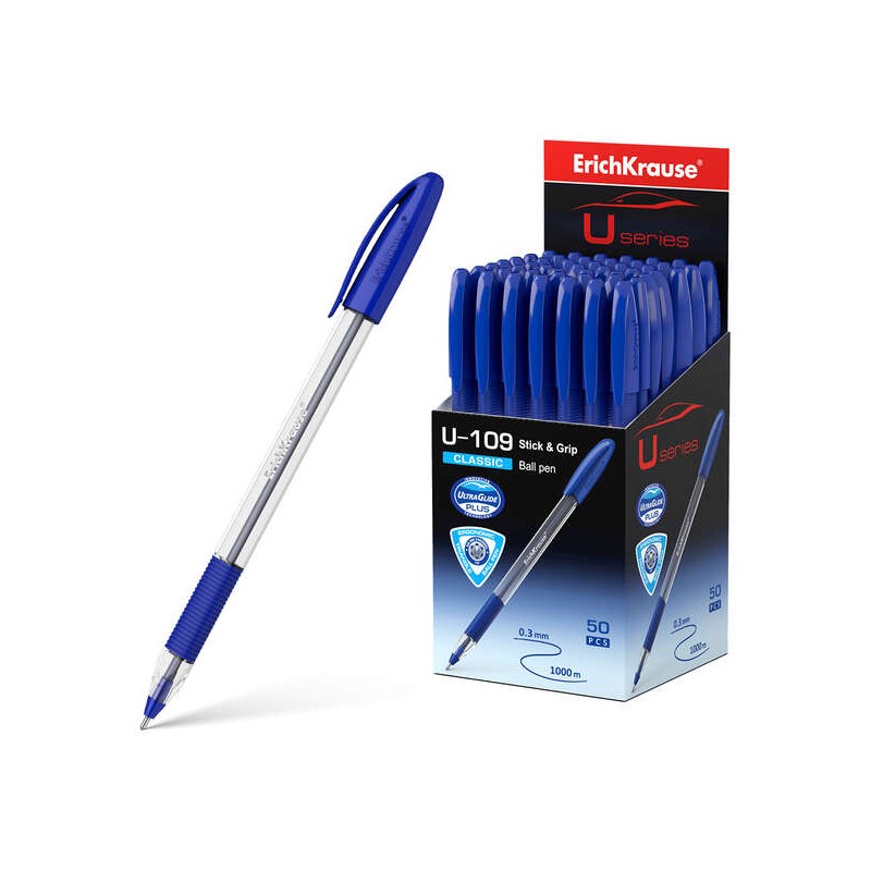 Penna a sfera Erichkrause U-109 Classic StickeGrip - Tecnologia Ultra Glide - Inchiostro blu