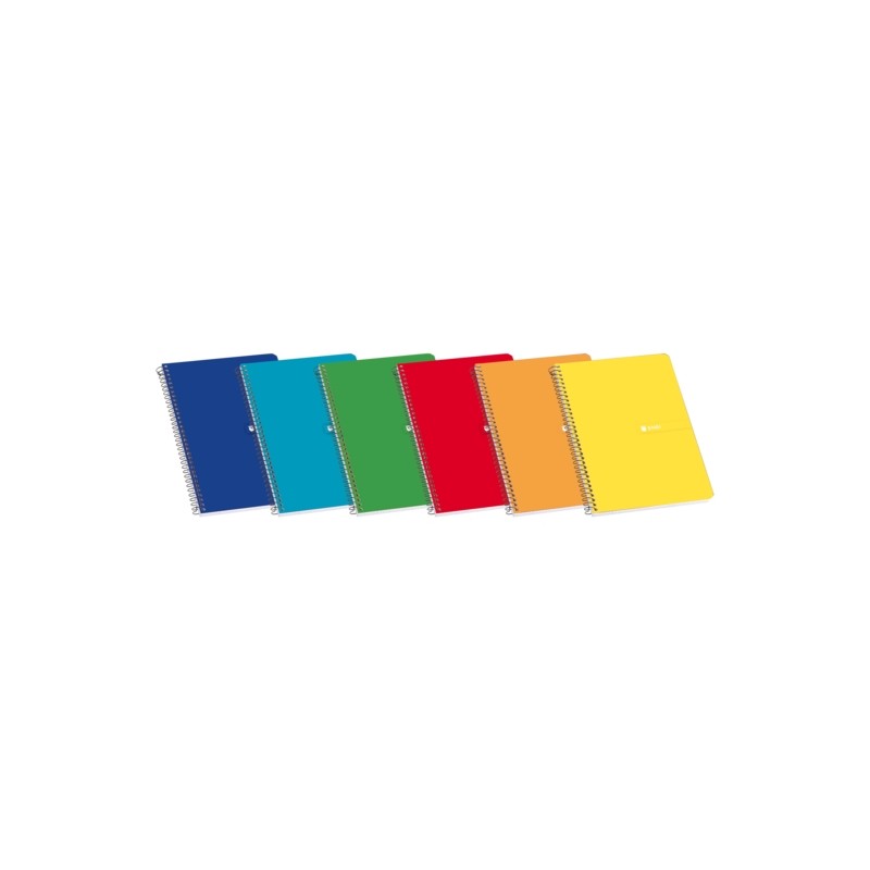 Enri Quaderno a spirale con copertina morbida 4º 3x3 - 80 fogli - Margine - Colori assortiti