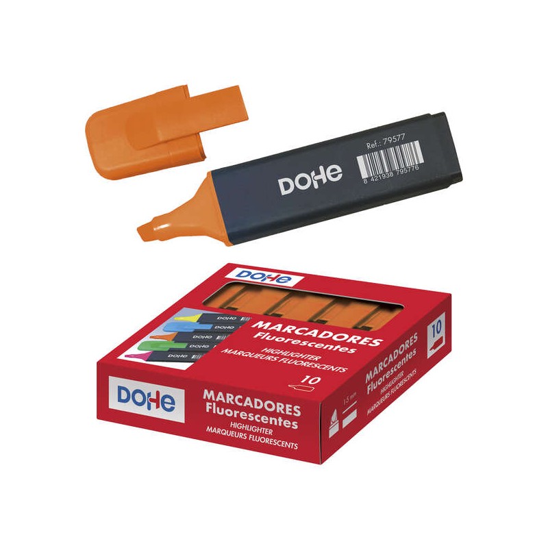 Pennarelli fluorescenti Dohe - Punta smussata da 1 a 5 mm - Clip a cappuccio - Adatti a tutti i tipi di carta - Colore a