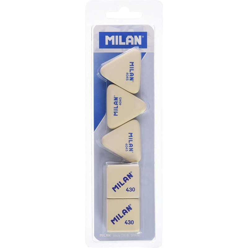 Milan Confezione da 5 gomme. 3x Gomme 4045 Crema Triangolari + 2x Gomme 430 Quadrate - Briciole di pane - Gomma sintetic