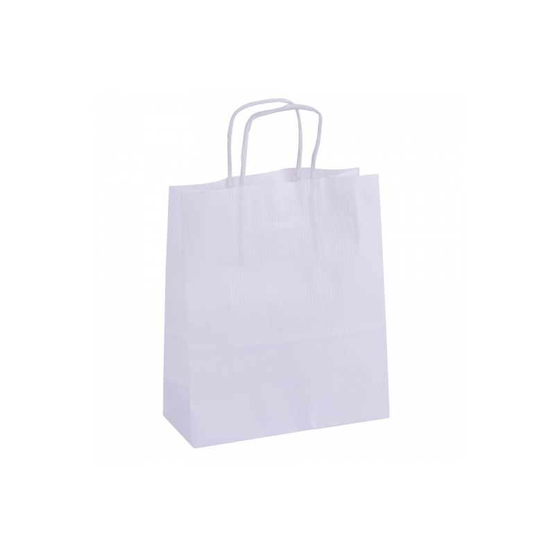 Apli Confezione da 50 sacchetti Kraft - Resistenti - Maniglie arricciate - Riutilizzabili e riciclabili - Colore bianco