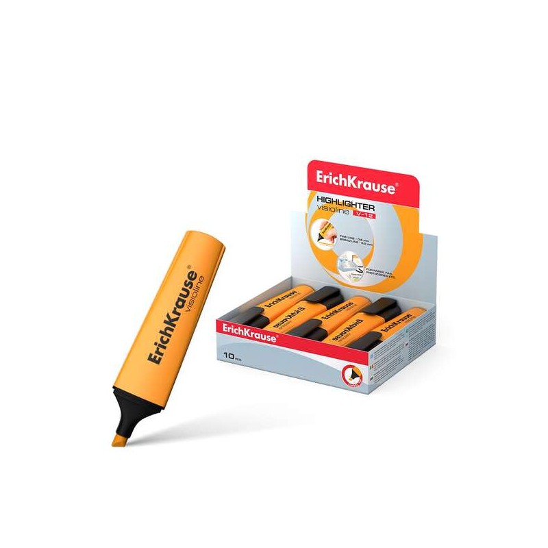 Erichkrause Visioline V-12 Highlighter - Punta smussata - Inchiostro a base d'acqua - Colore arancio