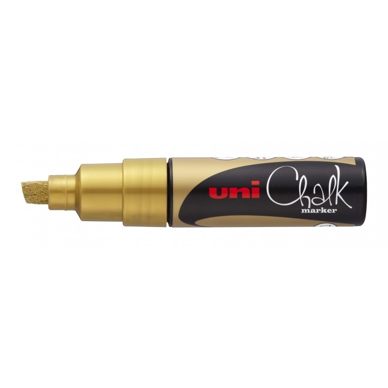 Marcatore a gesso liquido Uni-ball PWE-8K - Punta smussata 8 mm - Cancellazione a umido - Resistente alla pioggia e agli