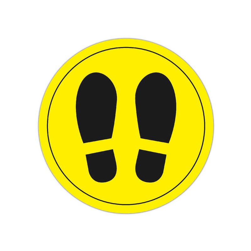 Apli Sign Circle Sticker Shoe Illustration Ø30mm - Finitura opaca - Adesivo solvente ad alta resistenza - Colore giallo