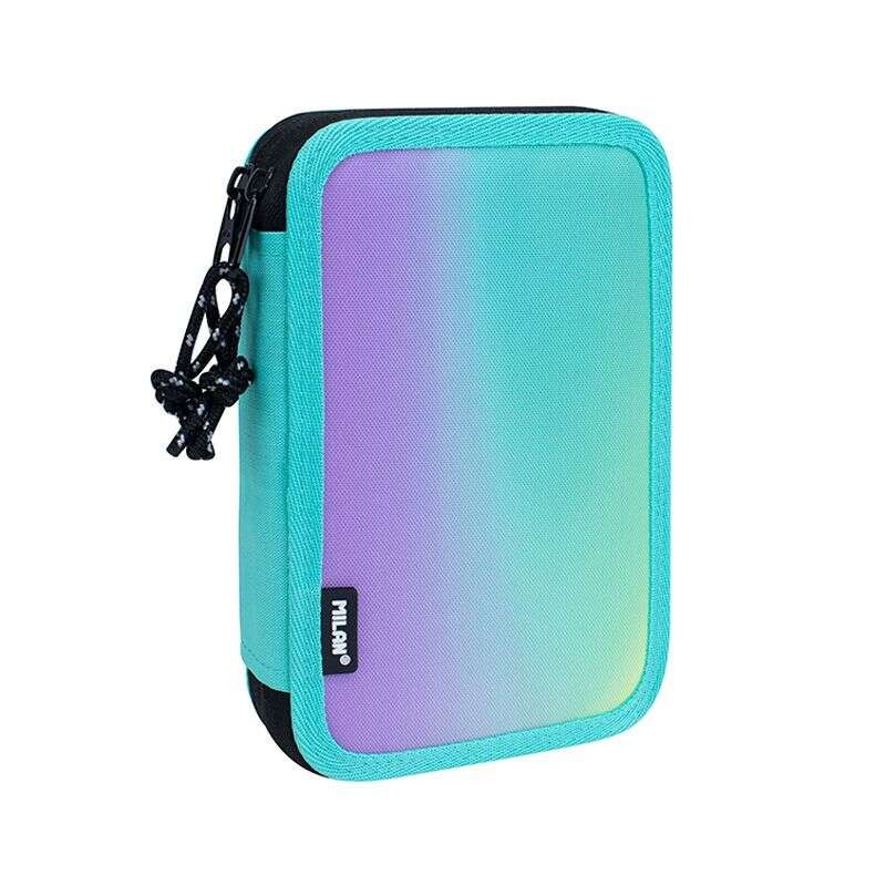 Milan Sunset Astuccio a 2 piani con 2 gomme. temperamatite. matita. penna compatta. righello. 12 matite colorate e 18 pe