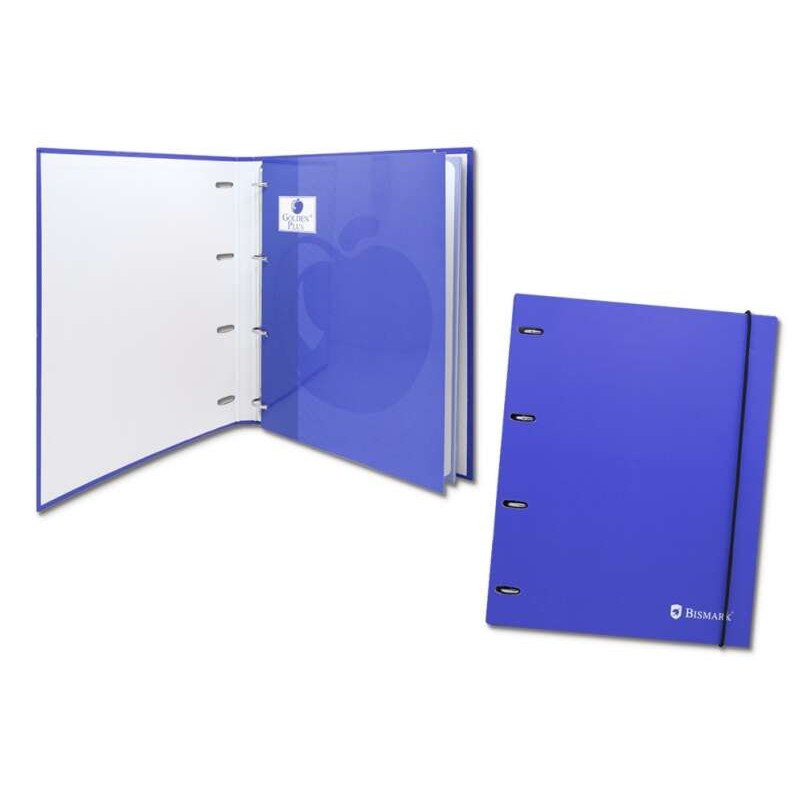 Raccoglitore Bismark a 4 anelli con 80 fogli a griglia 4x4 - Formato A4 - In cartone - Colore blu