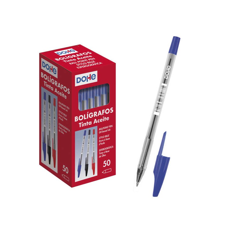 Penne a sfera Dohe a base di olio - Punta a sfera in metallo da 1 mm - Linea da 0.4 mm - Corpo trasparente e cappuccio v