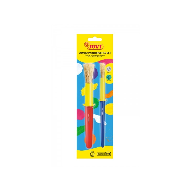 Pennelli Jovi Jumbo Confezione 1 pennello medio + 1 pennello grosso - Capelli naturali - Impugnatura in plastica - Non g