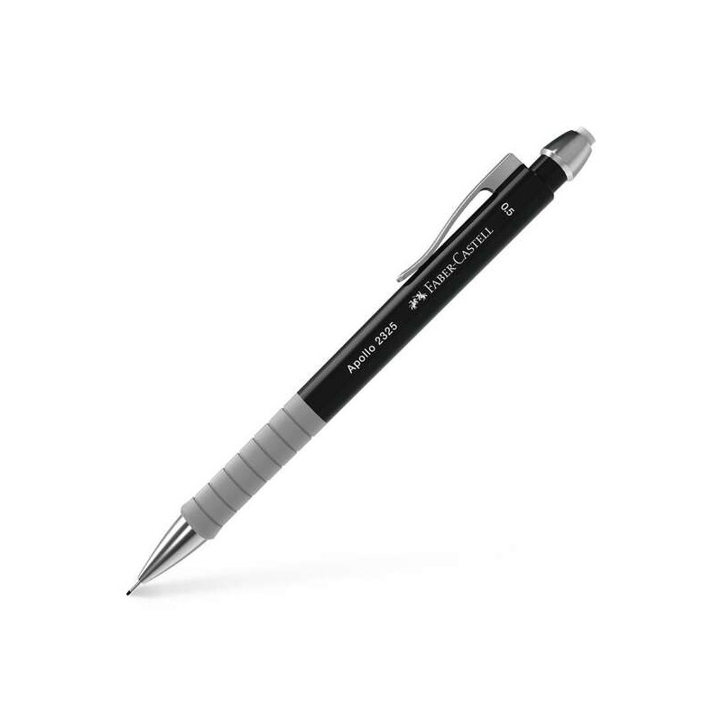 Matita meccanica Faber-Castell Apollo - Matita da 0.5 mm - Impugnatura ergonomica - Gomma incorporata - Fusto nero