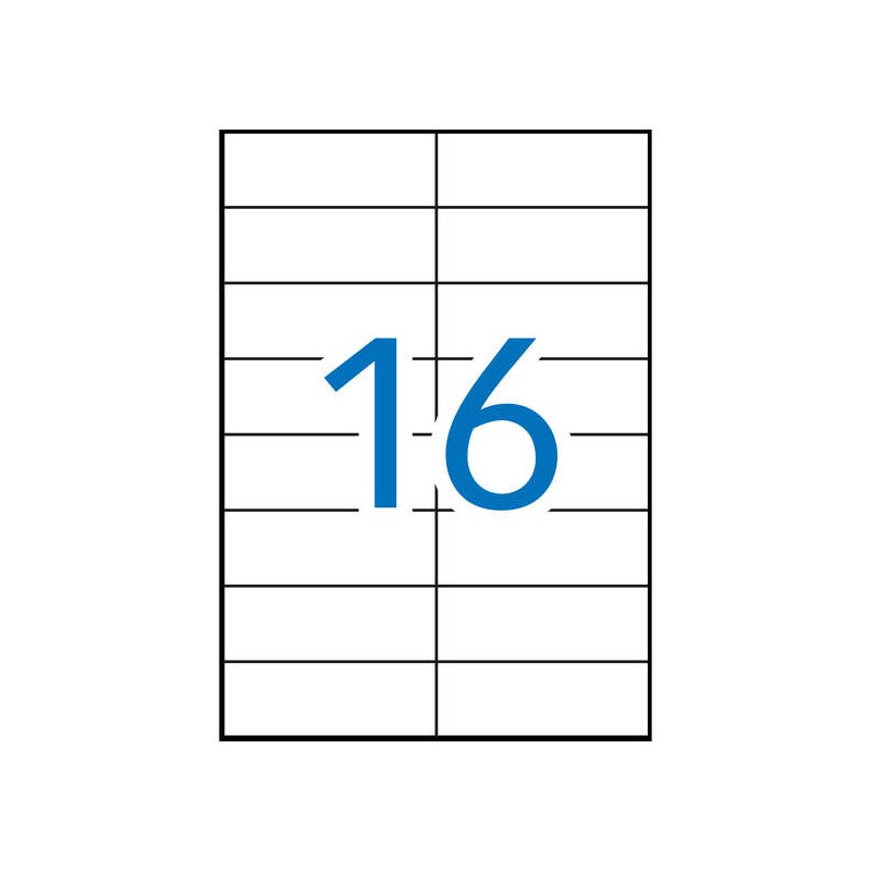 Apli Confezione da 1.600 etichette rettangolari 105 x 37 mm - 100 fogli per 16 etichette - Adesivo permanente - Bordi di