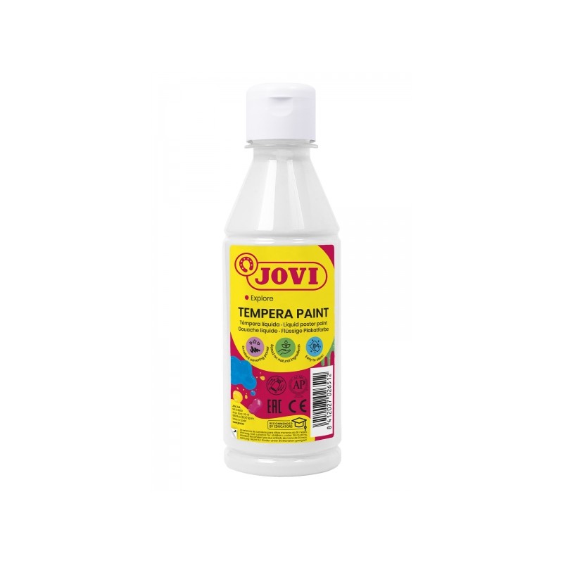 Jovi Tempera Paint Tempera liquida 250ml - A base d'acqua - Pronta all'uso - Alto potere coprente - Rapida essiccazione 
