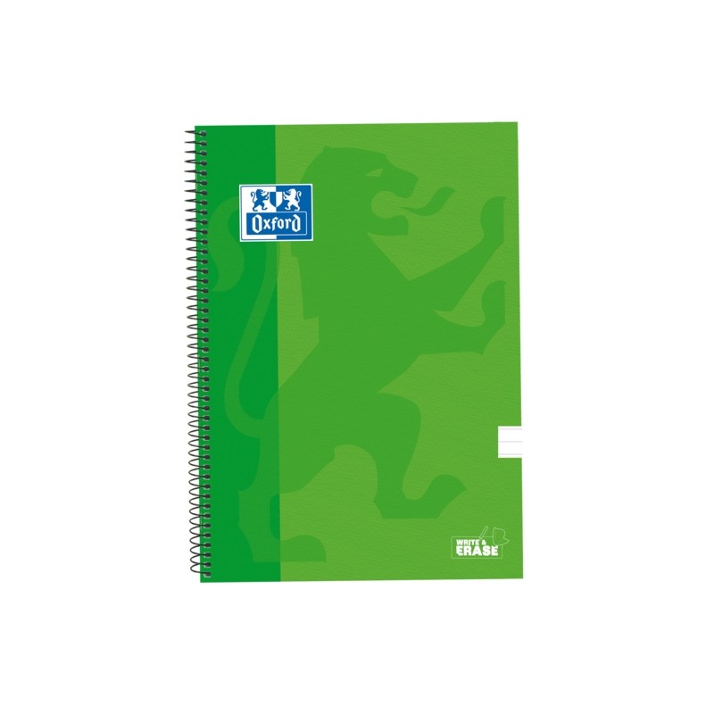 Quaderno a spirale Oxford School Classic Rilegato a spirale WriteeErase - Folio 1 righe - 80 fogli - Colore verde