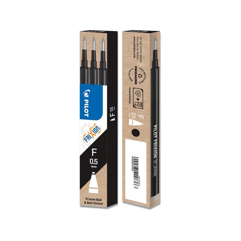 Pilot Confezione da 3 ricariche per Frixion Ball / Frixion Clicker - Inchiostro gel cancellabile - Punta a sfera 0.5 mm 