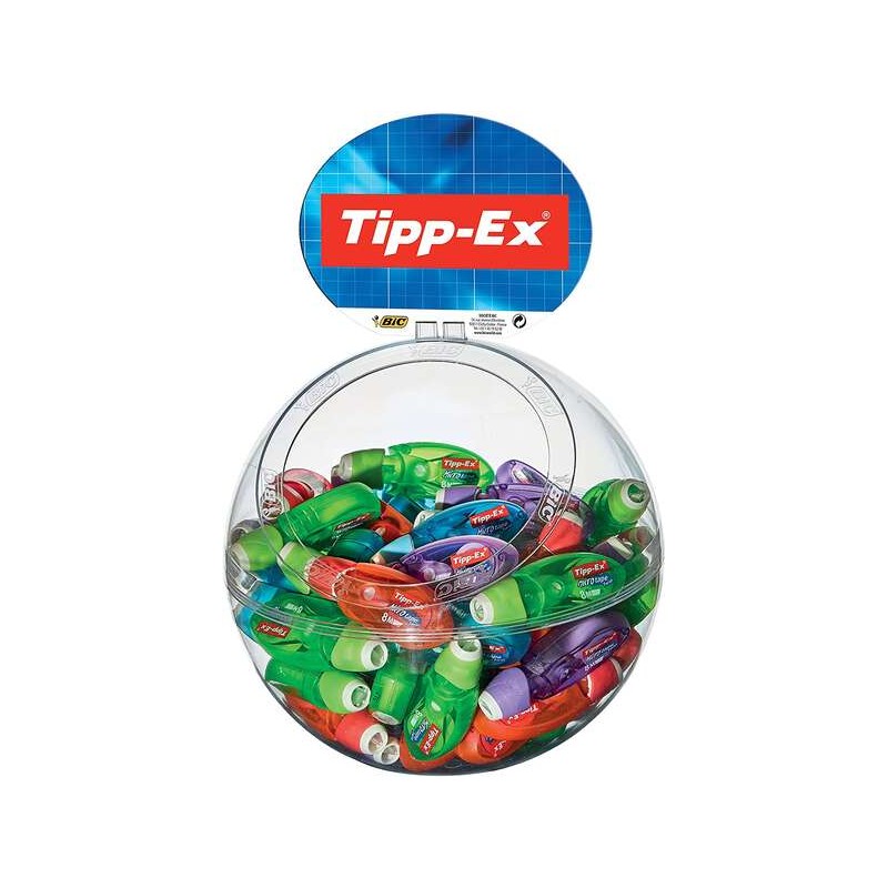 Tipp-Ex Micro Tape Twist Display 60 nastri di correzione 5.00 mm x 8 m - Testina rotante - Scrittura istantanea - 4 colo
