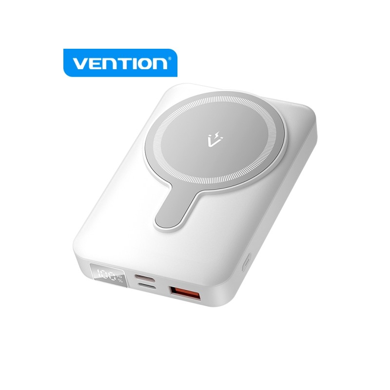 Vention Wireless Magnetic Powerbank 10000 mAh - Display a LED - Carica rapida 22.5 W - USB-C/Lightning/USB-A - Colore bi