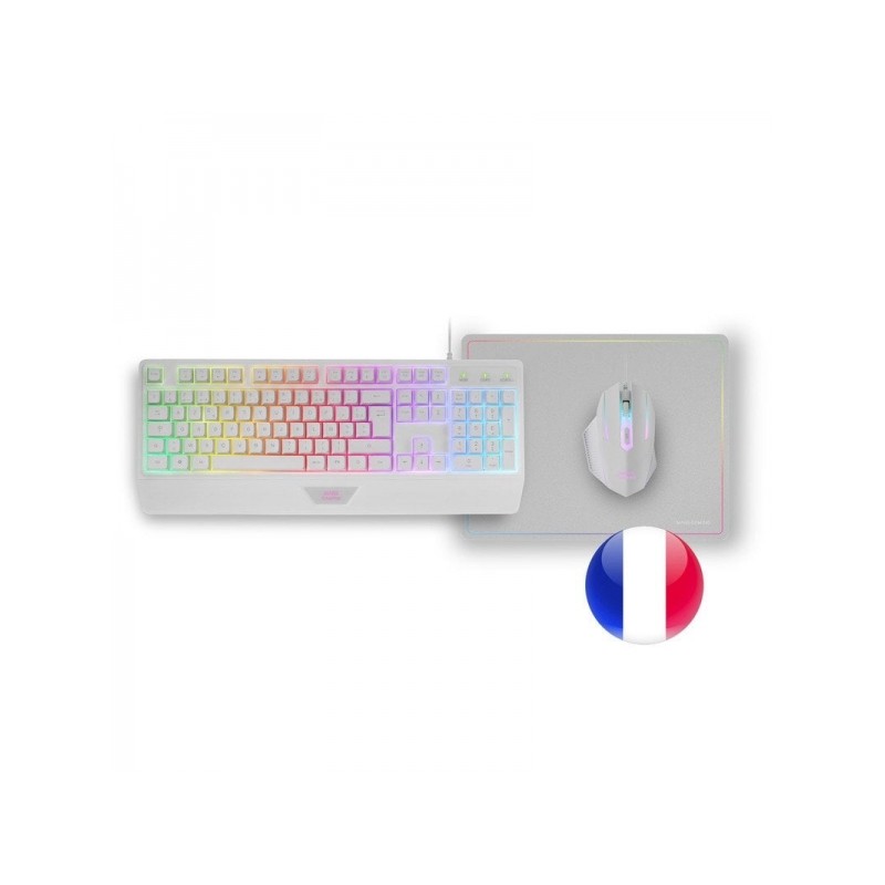Mars Gaming MCP124 3in1 Gaming Combo - Tastiera H-Mech RGB - Mouse ottico HUANO - Mousepad Nanotextile Rainbow - Compati