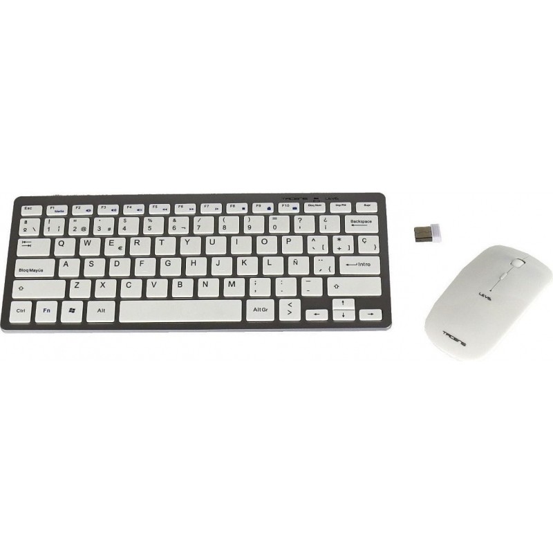 Combo tastiera e mouse wireless Tacens - Sensore ottico 1200-2000 DPI - Portata 10 m - Tasti multimediali - Compatibile 