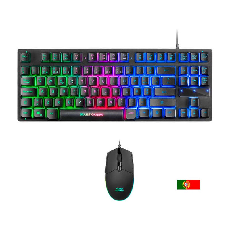 Mars Gaming Combo MCPTKL - Tastiera TKL e mouse leggero - Illuminazione RGB Breathing e Flow - Tecnologia H-Mech - Fino 