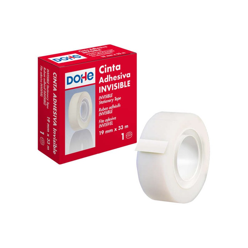 Dohe Nastro adesivo invisibile in polipropilene 19mmx33m - Adesivo forte e ad alta resistenza - Adatto a tutti i tipi di