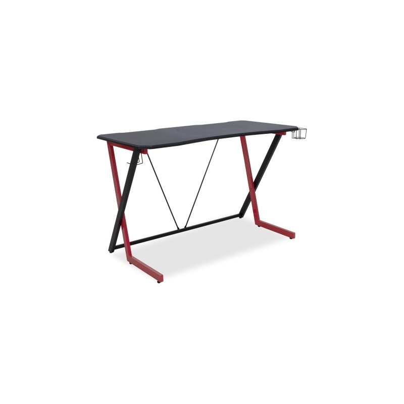 Urban Factory Ergo Gaming Table 120x60x75cm - Finitura in carbonio - Spessore 18mm - Gancio per cuffie e portabicchieri 