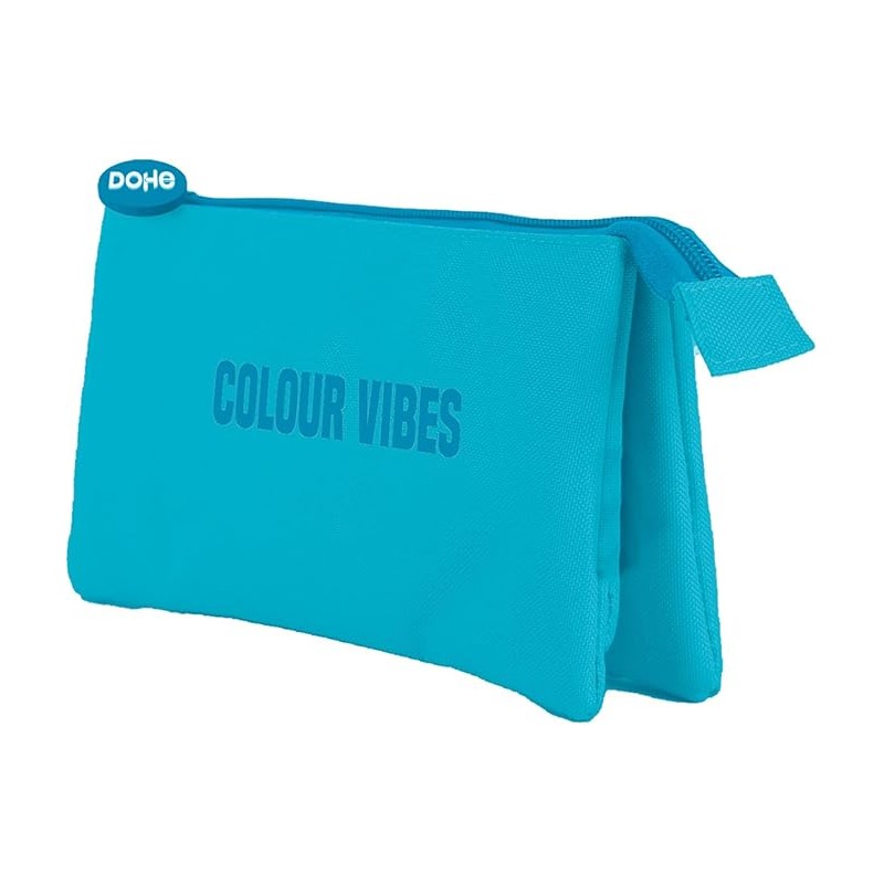 Borsa a tracolla tripla Dohe Colour Vibes - Chiusura a doppia zip con tiretto gommato - Blu ciano