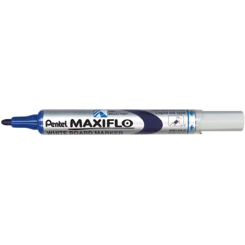 Marcatore Pentel Maxiflo per lavagne bianche - Controllo del flusso d'inchiostro - Punta a proiettile - Larghezza linea 