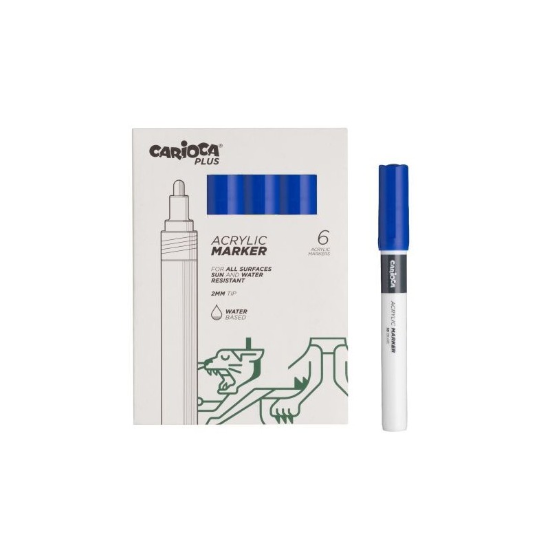 Carioca Plus 6 confezioni di pennarelli acrilici - Punta 2 mm - Colore blu