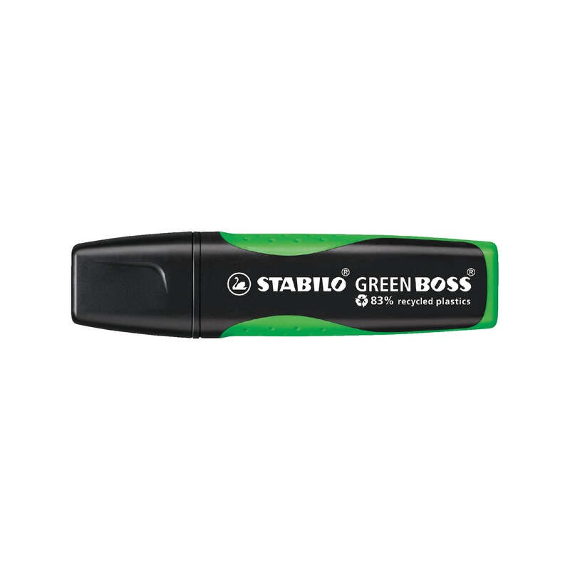 Marcatore fluorescente Stabilo Green Boss - Realizzato con l'83% di plastica riciclata - Linea da 2 a 5 mm - Ricaricabil