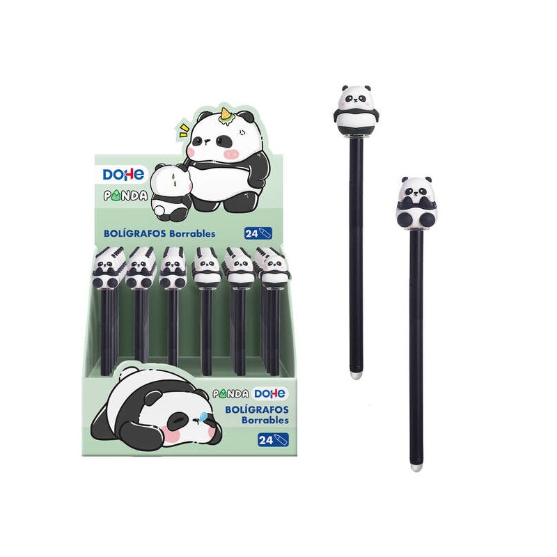 Dohe Display di 24 penne a sfera cancellabili - Penna a sfera metallica 1 mm - Tratto 0.5 mm - Cappuccio decorato con or