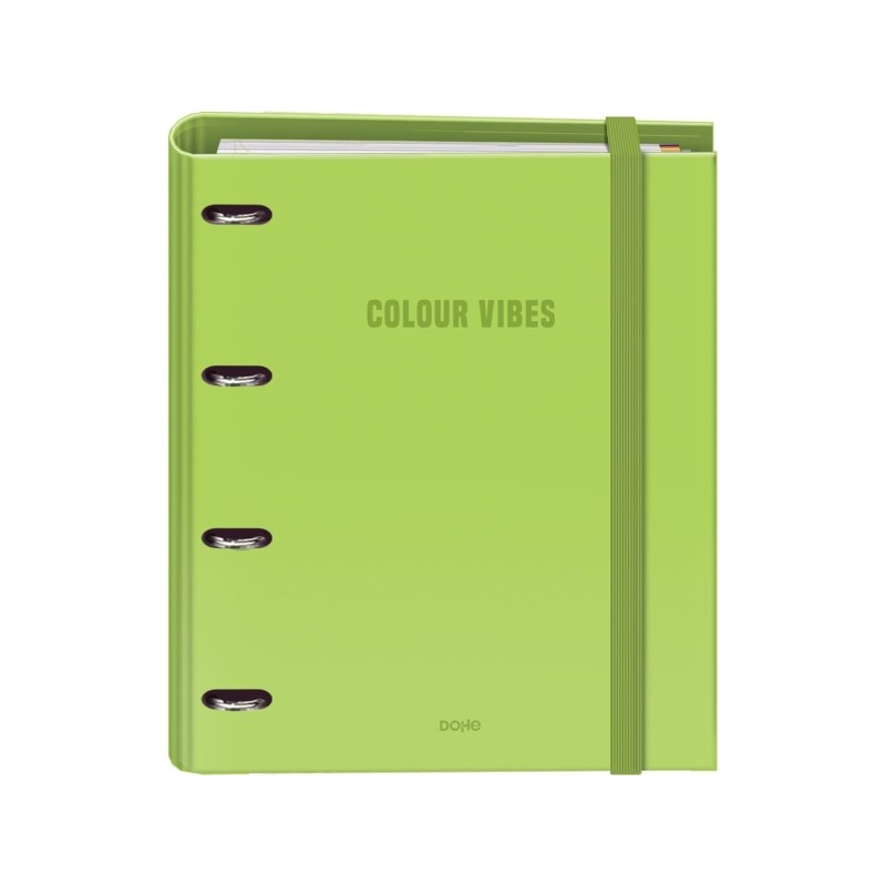 Dohe Colour Vibes Raccoglitore ad anelli misto 35mm - Formato A4 - 4 divisori e busta in polipropilene - Colore verde li