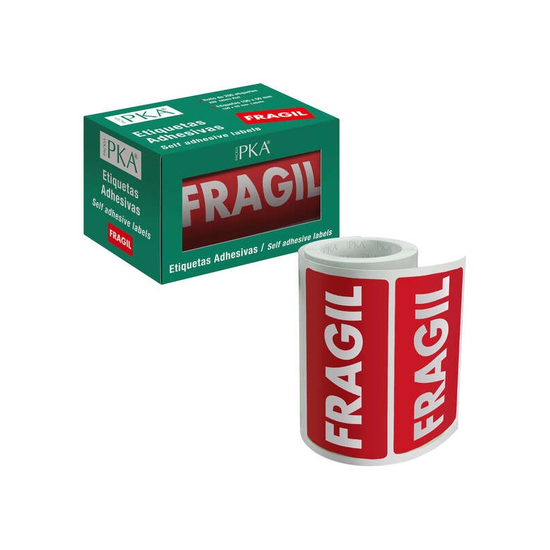 Rotolo di 200 etichette autoadesive fragili - 100x50 mm - ideale per le spedizioni di pacchi