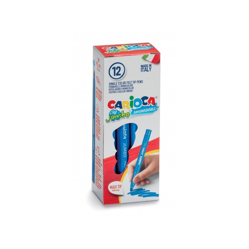 Pennarello Carioca Jumbo - Barile ottagonale maxi - Inchiostro superlavabile - Punta bloccata maxi da 6 mm - Cappuccio v