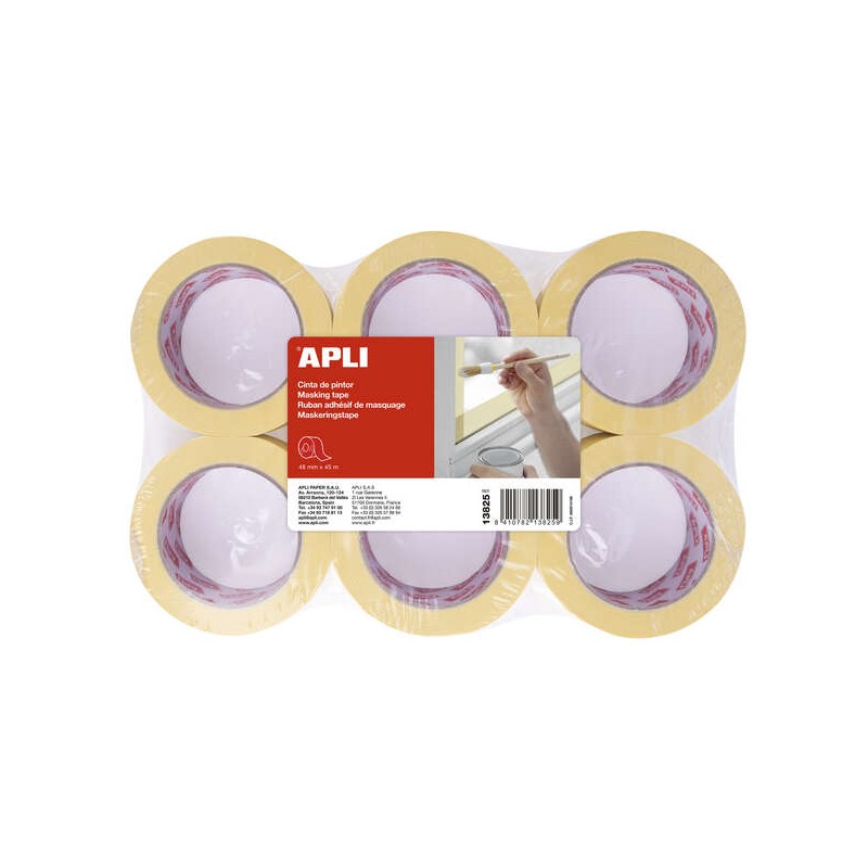 Rotolo di nastro per pittori Apli 48 mm x 45 m - Adesivo ad alta resistenza - Facile da tagliare e applicare