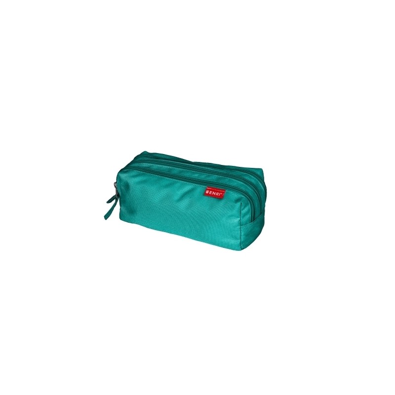 Portamatite Enri con 3 scomparti - Chiusura a cerniera - Realizzato in poliestere - Colore blu verde